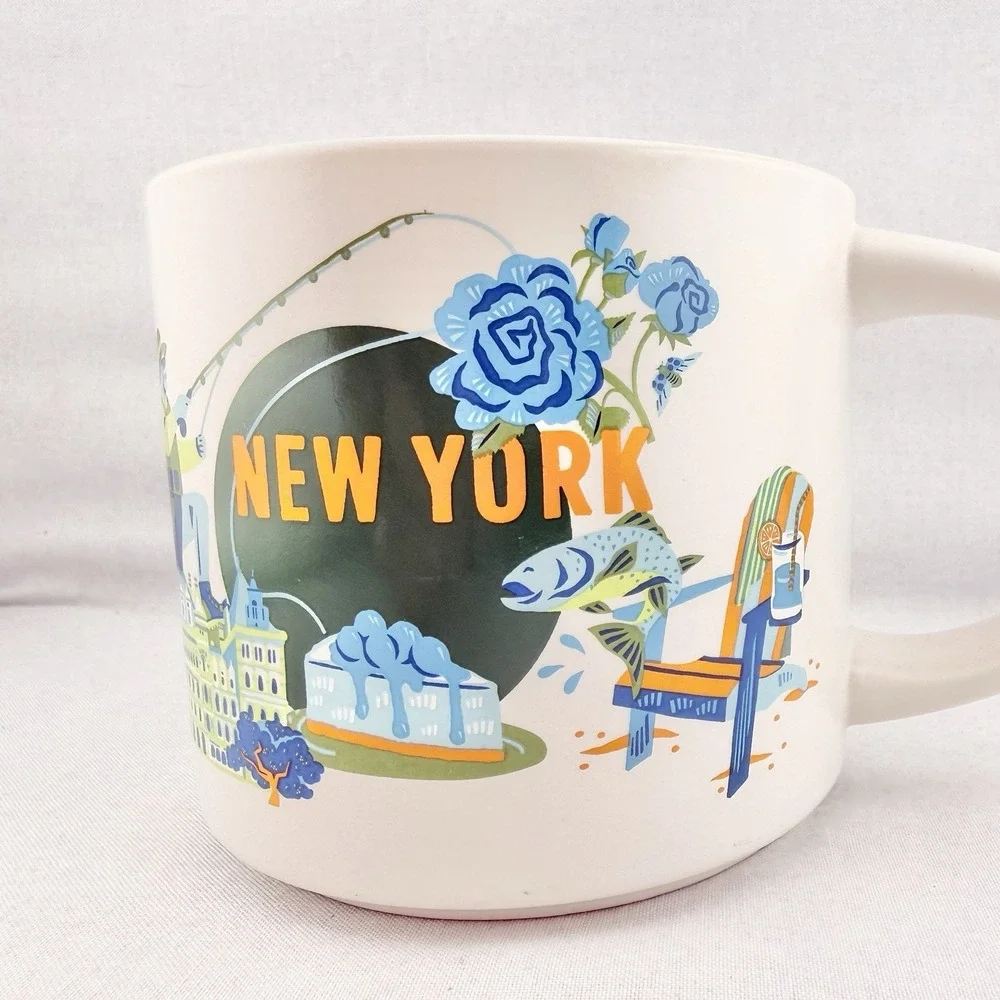 Starbucks New York State Coffee Mug Cup Upstate Fish Cheesecake‎ Art Landmarks